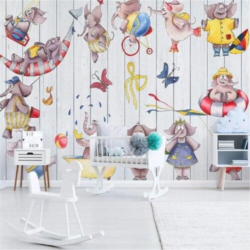Milofi customized 3D personality wallpaper modern minimalist cute animal elephant childrens room background wall paper mural