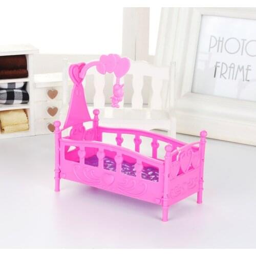 Rocking Cradle Bed Doll House Toy Furniture For Kelly Barbie Doll Accessories Girls Toy Gift Baby Shower Gift Girls Toy