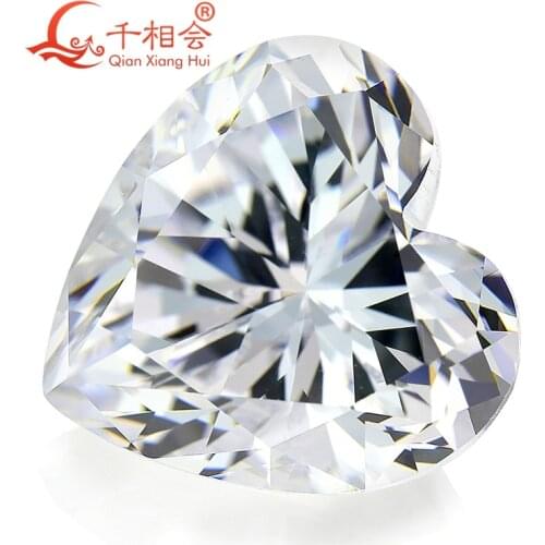 6A quality white color heart shape for cubic zirconia loose CZ stone made by Qian xiang hui