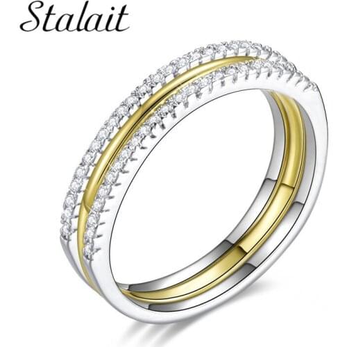 High Quality 3 Pieces/Set Rose Gold/Silver Color Titanium Steel Rings For Women Jewelry Anniversary Ring Set