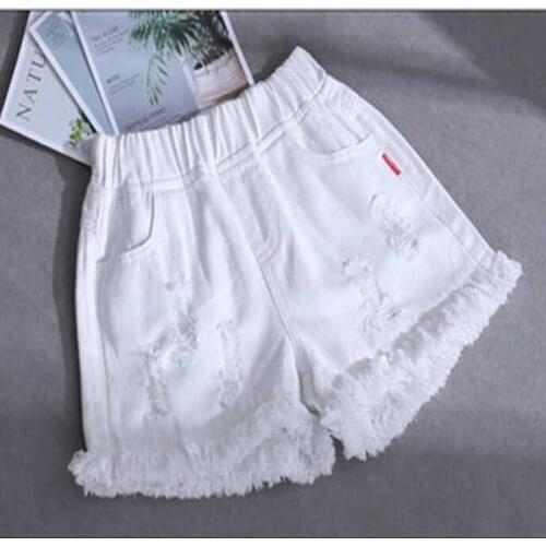 Summer Girls Denim Shorts Children Beach Loose Hot Pants For Kids Tassel Teenager Trousers Ripped Baby Jeans
