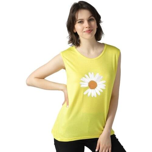Summer Style U-Neck Thin Modal Womens Tank Tops Plus Size 8XL Tops Tees Home women Vests Chrysanthemum print Tracksuit