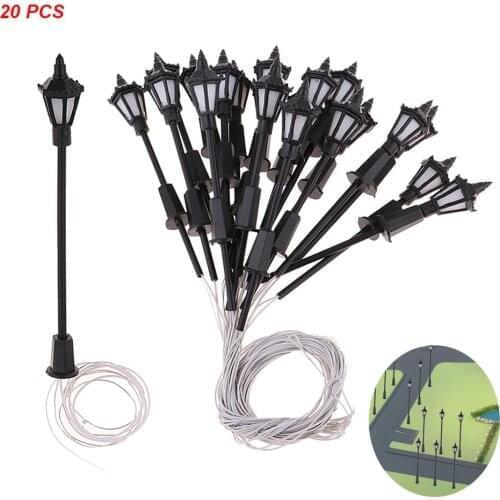 MagiDeal 20pcs 1:100 Model Railway Train Lamp Street Lights HO OO Scale LED Lights