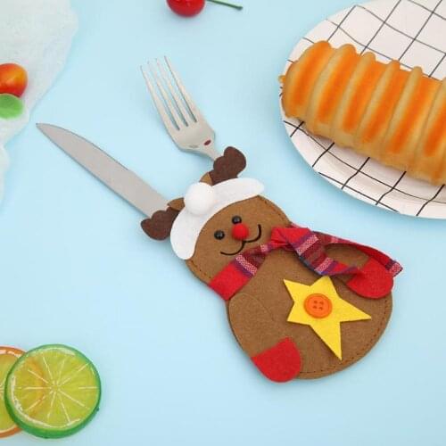 Non-woven Cute Christmas Knife Fork Bag High-grade Velveteen Non-woven Fabrics Dinner Table Cutlery Holder Party Decor