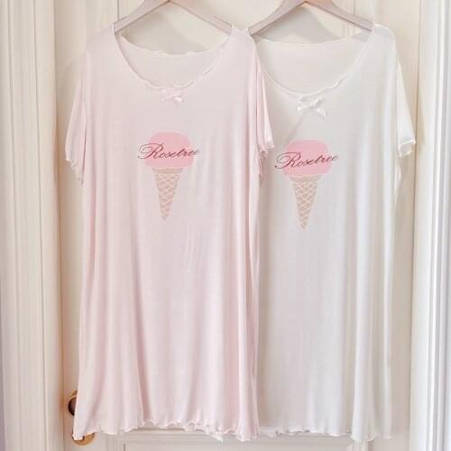 Ice Cream Short-sleeved Nightdress Female Summer Pajamas Modal Girl Loose Plus Size Pajamas Night Wear Women Nightgown Women