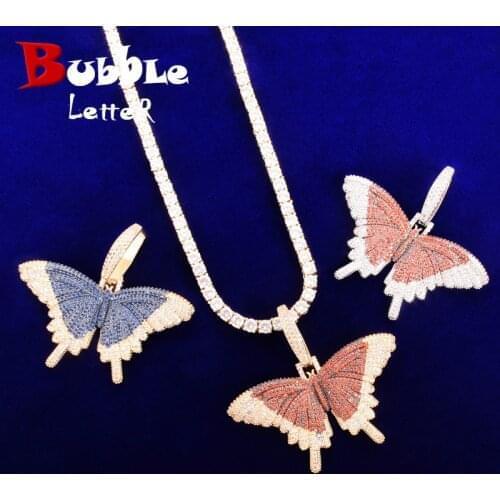 Butterfly Pendant Gold Color Plated Mens Hip Hop Necklace Rock Jewelry