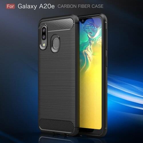 Kolpler soft case for Samsung Galaxy A20E case Carbon Fiber Texture soft TPU Silicone bumper ON back cover for A20E case