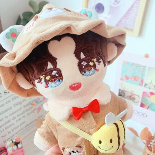 20cm Doll Outfit Plush Dolls Clothes bear hat bee Satchel Stuffed Toys Dolls Accessories for Korea Kpop EXO Idol Dolls Gift