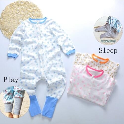 Baby clothes Toddler 100%cotton long sleeve zipper one-piece clothes boys and girls Home clothes multi-function Children pajamas