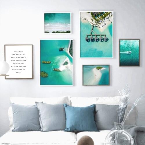 Islands Beach Sea Houses Quotes Wall Art Canvas Painting Nordic Posters And Prints Landscape Wall Pictures For Living Room Decor