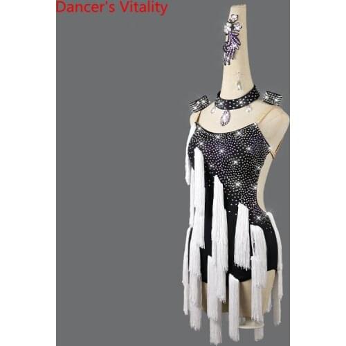 Latin dance dress sexy fringed girl childrens dancing clothes high-end custom professional performance clothing