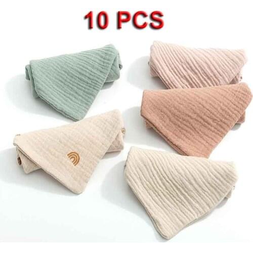 10 Pcs Towel Baby Facecloth Baby Bath Towel Handkerchief Cotton Burp Cloth Soft Absorbent Gauze Kindergarten Washcloth