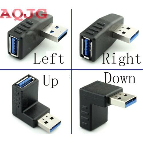 90 degree USB 3.0 A male to female Left and right angled adapter USB 3.0 AM/AF Connector for laptop/PC Computer Black