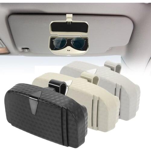 Uxcell Car Sun Visor Sunglasses Multifunction Case Clip Eyeglasses Card Bill Storage Holder Organizer Box Beige Black Gray