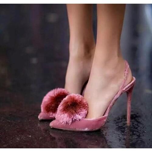 Moraima Snc Newest Thin Heels Woman Shoes Pointed Toe Tassel Sandals Sexy Slingback Buckle Strap Party Wedding Shoes Black Pink