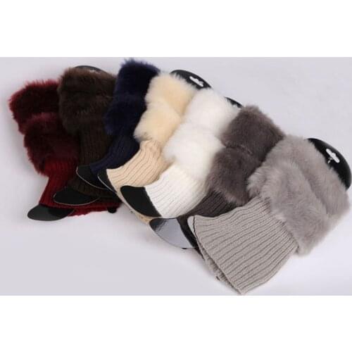 Womens Winter Warm Crochet Knit Fur Trim Leg Warmers Cuffs Toppers Boot Socks 1Pair F05
