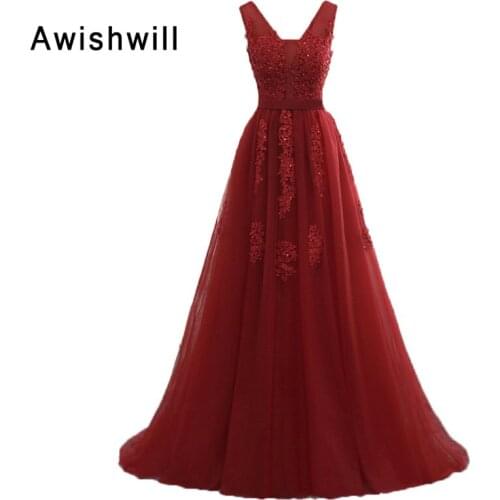 2020 Long Prom Dresses A Line Party Dresses Sexy V Neck Sleeveless Vestido De Festa Beading Open Back Fashion Evening Gowns