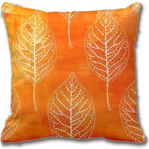 Golden Orange Leaf Pattern Pillow Decorative Cushion Cover Pillow Case Customize Gift By Lvsure For Car Sofa Seat Pillowcase