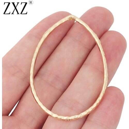 ZXZ 10pcs Gold Tone Geometric Hollow Open Ripple Water Drop Connector Charms Pendants For DIY Fashion Earrings Jewelry Making