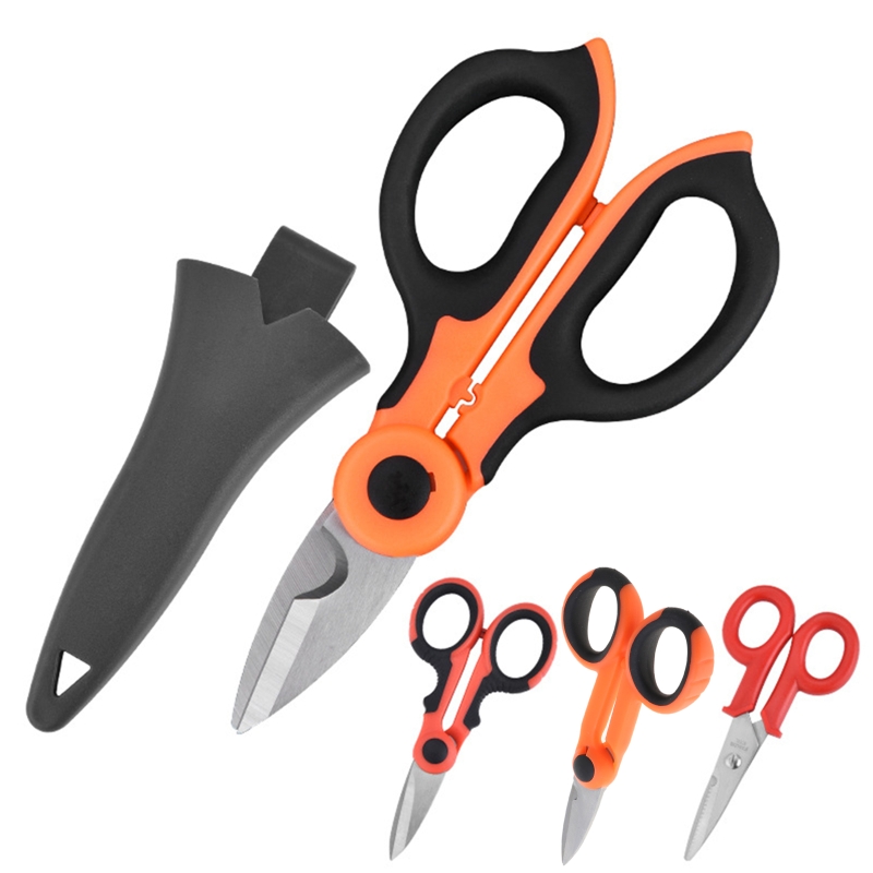 2/1 High Carbon Steel Scissors Household Shears Tools Electrician Scissors Stripping Wire Cut Tools for Fabrics, Paper a