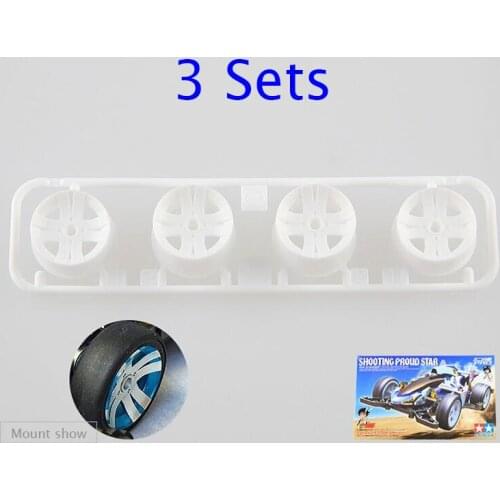 3 Sets 18641 Wheel Hub Large Diameter Unequal Width Wheels For Tamiya Mini 4WD Car Model White Plastic Wheel