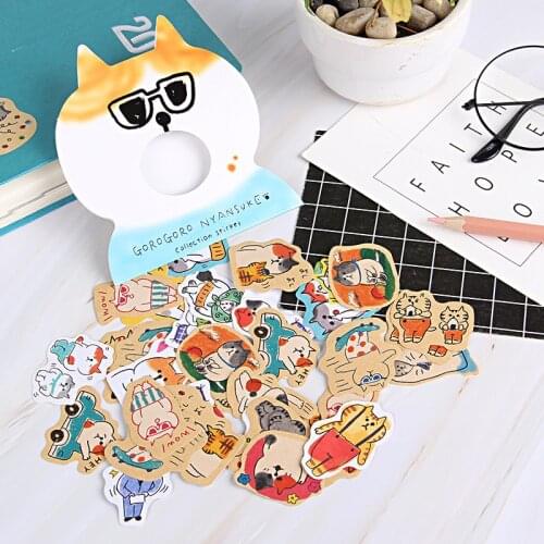 30pcs Cartoon Cat Seal Sticker Kraft Paper Label Stickers Gift Bag Candy Box Decor DIY Scrapbook Diary Paper Stickers Party Gift
