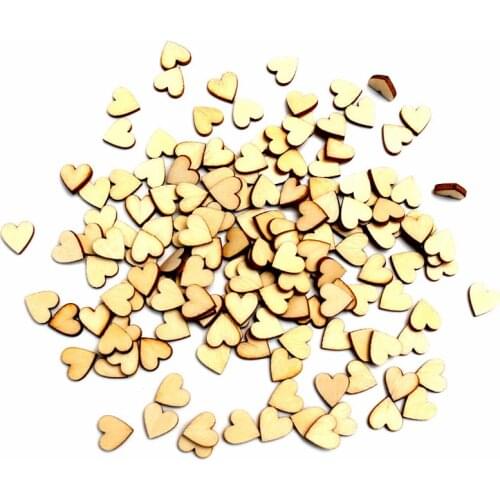 300pcs Heart 10mm Wood Craft Embellishments MDF Wooden Cutout Flatbacks Scrapbooking for Cardmaking DIY Art Wedding Decoration