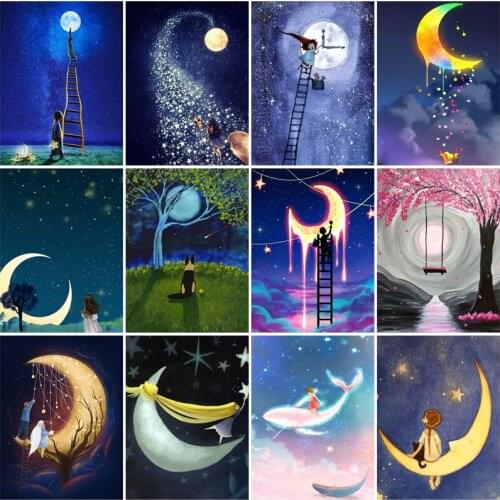 5D Diamond Painting Stairway To The Moon Landscape Cross Stitch Mosaic Picture Diy Full Diamond Home Decoration Painting