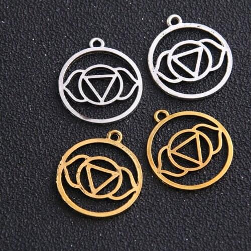 6PCS 23*26mm Metal Alloy Two Color Round Geometry Charms Pendants for Jewelry Making DIY Handmade Craft