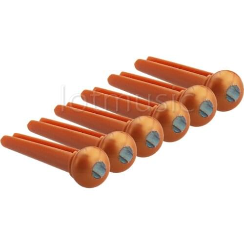 6Pcs Acoustic Guitar Bridge Pin W/Abalone Dot Inlay Plastics Slotted