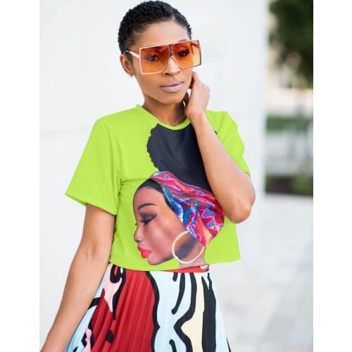 African Clothes for Women 2021 Summer African Women O-neck Printing T-shirts European Clothing African Clothing