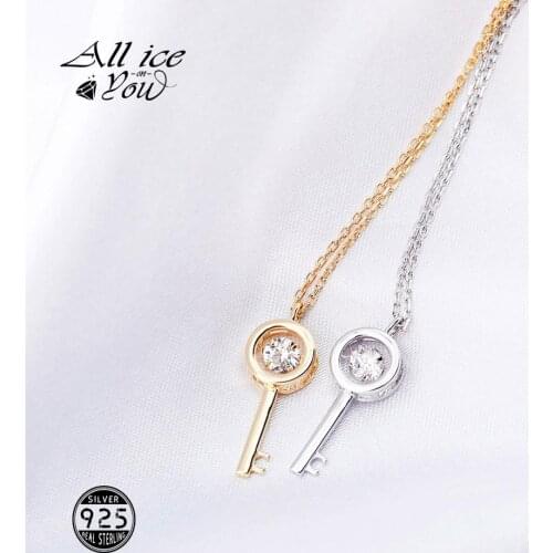 ALLICEONYOU 925 Sterling Silver High Quality Iced Out Cubic Zirconia Circular Key Pendant&Necklace Hip Hop Fashion Jewelry Gift