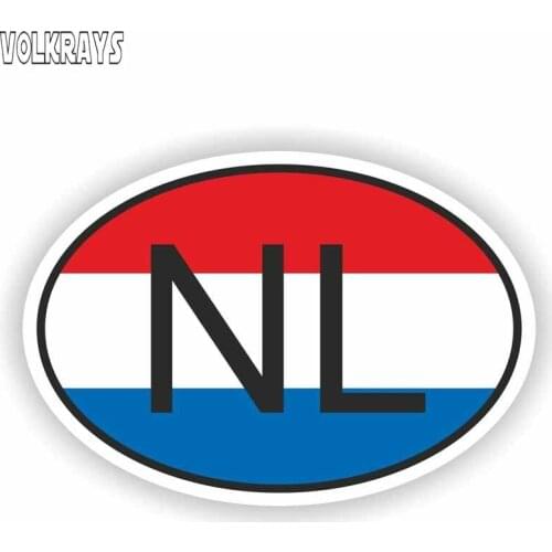 Volkrays Personality Car Sticker Nl Netherlands Country Code Accessories Waterproof Cover Scratches Vinyl Decal,10cm*15cm