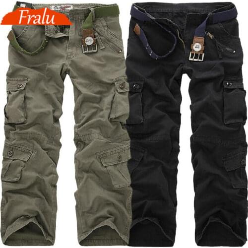 Men Cargo Pants High Quality Casual Loose Multi Pocket Camouflage Military Pants Mens street Joggers Plus Size 44 Long Trousers