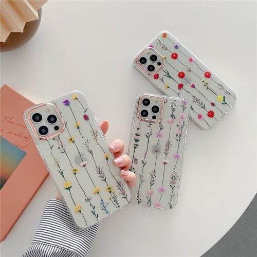 Moskado Small Fresh Flower Phone Case With Double-sided Film For iPhone 11 Mini 12 Pro Max X XR XS Max 7 8 7Plus Back Case Cover