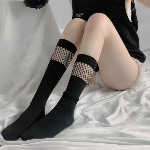 Black Women Fishnet Stockings Sexy Hollow Out Mesh Socks Fashion Streetwear Women Stockings Female Long Socks Medias De Mujer