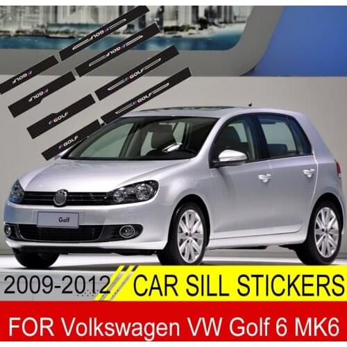 Car Door Sill Pedal Board Cover Trim For VW Golf 6 Mk6 2009 2010 2012 Carbon Fiber Rear Bumper Trunk Sticker Auto Parts
