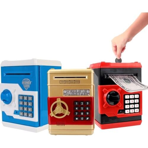 Electronic Piggy Bank Cash Coins Saving Box Gift For Kids ATM Password Money Boxes Auto Scroll Paper Banknote Automatic Deposit
