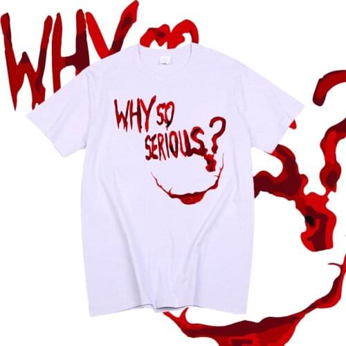 Joker Letter Print Tee Funny Men T Shirt Hip Hop Clown Tops Halloween Terror Clown Villain Short-sleev Xmas Holiday Holiday Gift