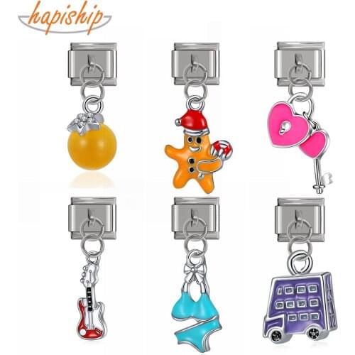 Hapiship Original Daisy Fashion Car Bikini Starfish Heart Charm Links Fit 9mm Bracelet Stainless Steel Jewelry Making DJTop053