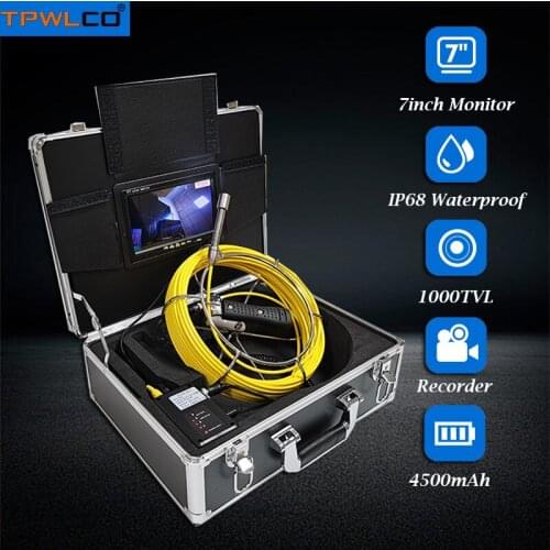 IP68 Waterproof Newest Pipe Sewer Camera 17mm 7inch LCD with 6pcs LEDS Pipeline Inspection Video Camera System 20m With DVR