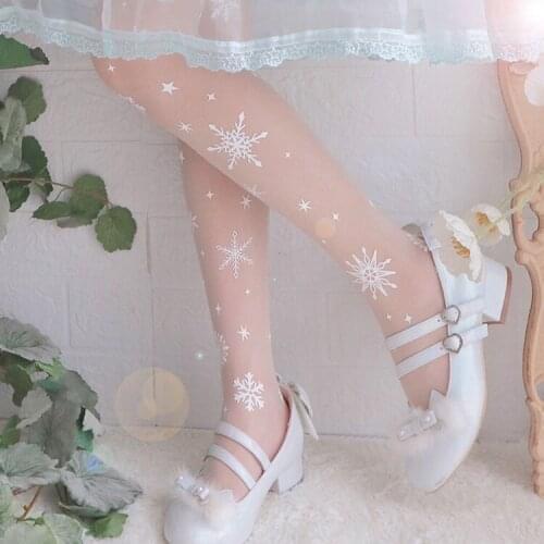 Japanese Women Snow beauty Stockings pantyhose Girls Student Lolita Wild Simple Thin Cute Over Knee Socks Thigh Socks Cosplay