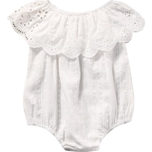 Summer Baby Girl White Lace Romper Toddler Jumpsuit Infant Flower Clothes Outfit Newborn Sunsuit