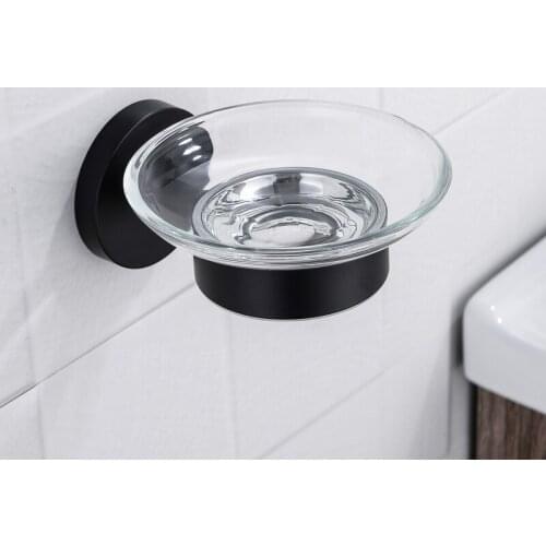 Round Black Soap Disher Soap Holder With Glass Dish Hotel Home