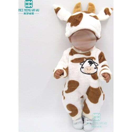 Fashion Cartoon animal pattern baby Clothes Cute tiger pattern doll clothes for 43cm born doll Accessories