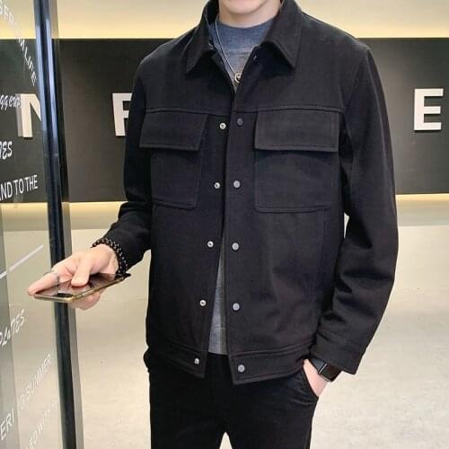 2021 Men Jacket Coat New Solid Color High Quality Autumn Winter Handsome Trend Fashion Lapel Tidal Current College Hot Sale