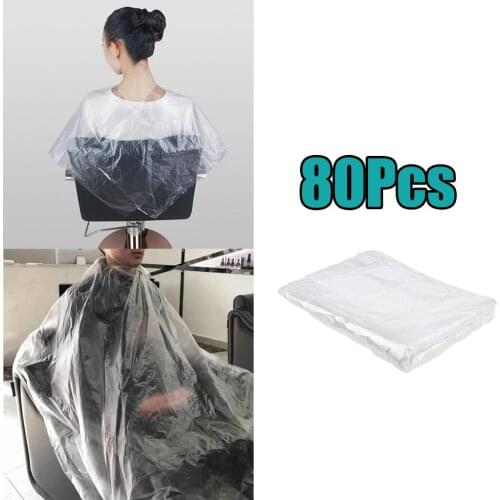 Set of 80 150x130cm Transparent Disposable Hair Cutting Capes Salon Gown