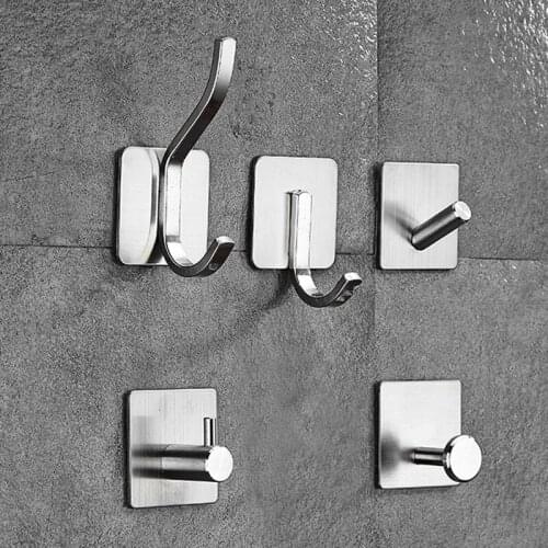 304 stainless steel wall hook kitchen bathroom toilet storage door hanging clothes and hats nail-free hook