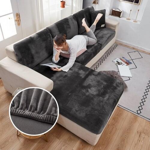Solid Stretch Sofa Seat Cover Fleece Couches Sofa Covers for Living Room Single Slip Suit Decorative Sofa Towel 200gsm