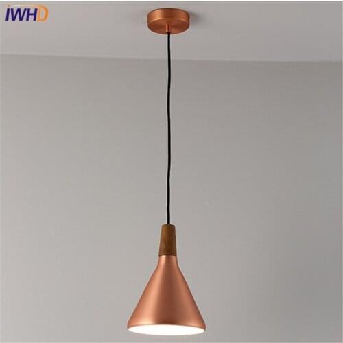 Simple Style Modern Droplight Creative Iron LED Pendant Light Fixtures For Dining Room Wood Hanging Lamp Indoor Lighting